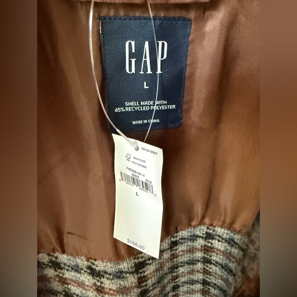 NWT GAP Plaid Unlined Wool Blend Shacket Jacket SZ L Brown Blue Gray Black - Picture 5 of 14